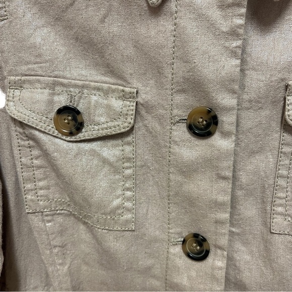 LIZ CLAIBORNE Nude Shimmer Lightweight Button Linen Blend Jacket, Size PM - Picture 13 of 14